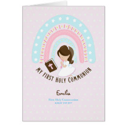 Coutume Première Sainte Communion Cute Brown Coiff