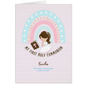 Coutume Première Sainte Communion Cute Brown Coiff