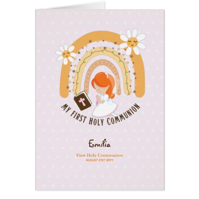 Coutume Première Sainte Communion Cute Red Hair Gi (Devant)