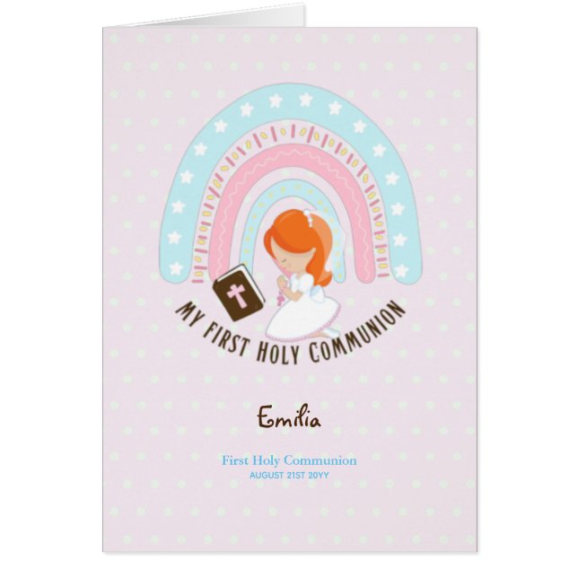 Coutume Première Sainte Communion Cute Red Hair Gi (Devant)