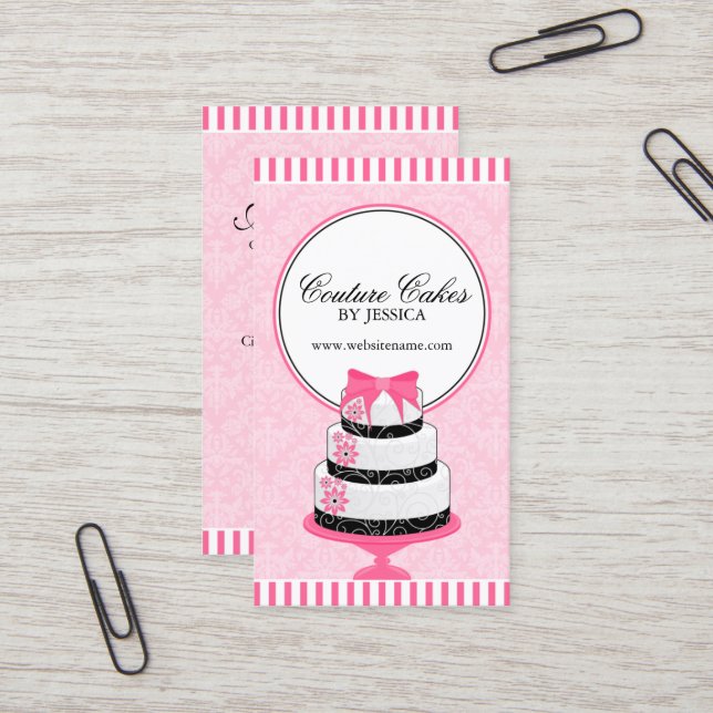Couture backt Bäckerei-Rosa zusammen Visitenkarte (Vorderseite/Rückseite Beispiel)