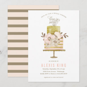 Couture Cake Gold Brautparty-Einladung Einladung