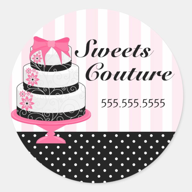 Couture Cakes Bäckerei Box Siegel Runder Aufkleber (Vorderseite)