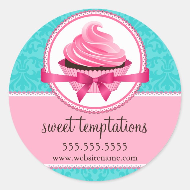 Couture Cupcake BBäckerei Box Siegel Runder Aufkleber (Vorderseite)