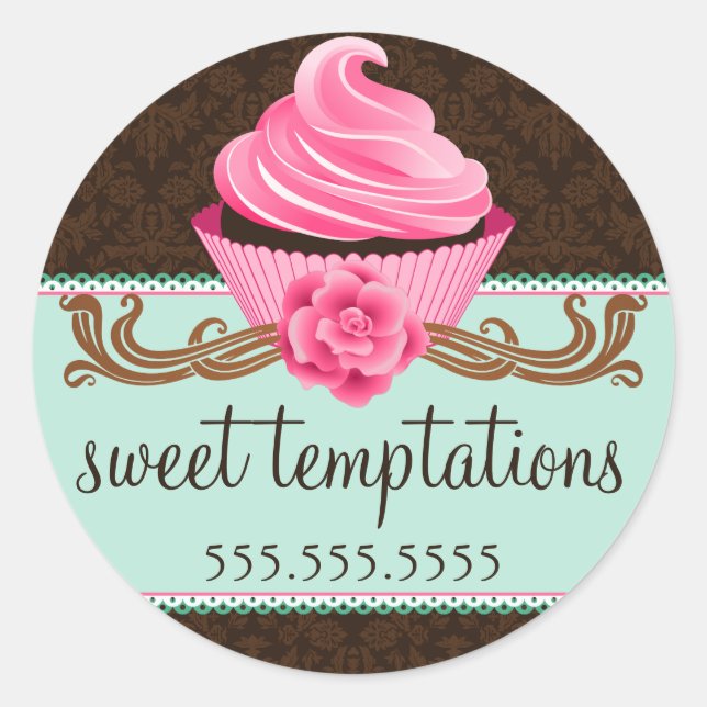Couture Cupcake BBäckerei Box Siegel Runder Aufkleber (Vorderseite)