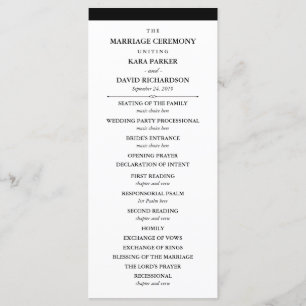 Couture élégante Programme de mariage noir et bl