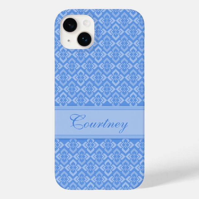 Couture inspiriert Name blau gemustert Case-Mate iPhone Hülle (Rückseite)