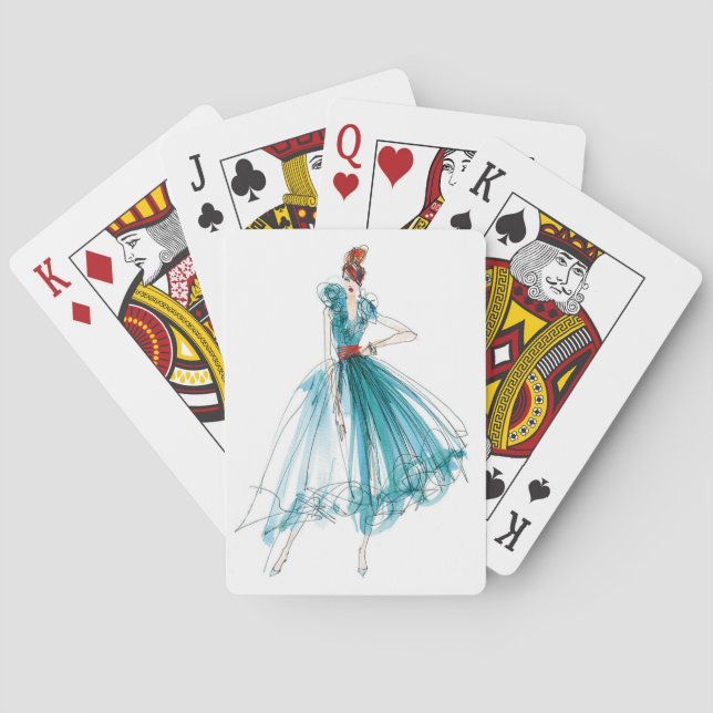 Couture-Mode-Skizze wilden Apples | Haute Spielkarten (Rückseite)