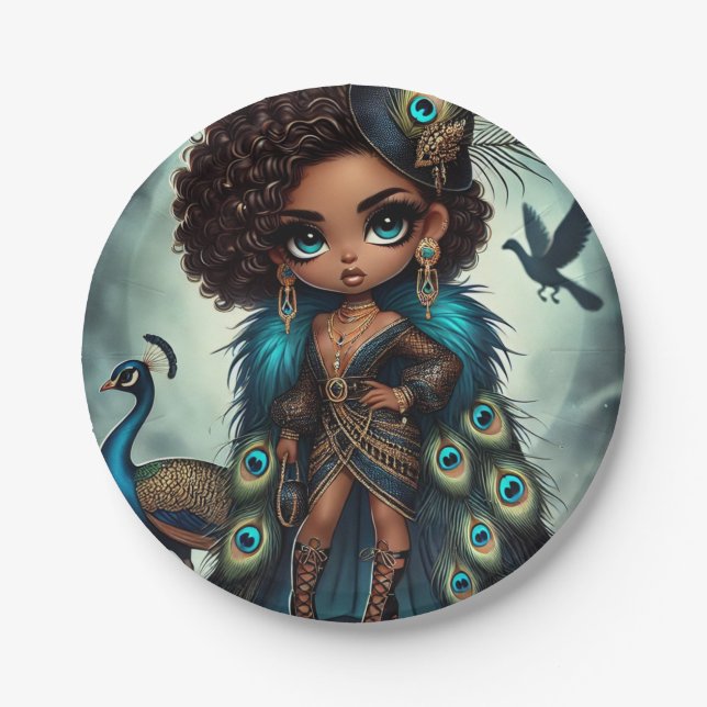 Couture Peacock Pappteller (Vorderseite)