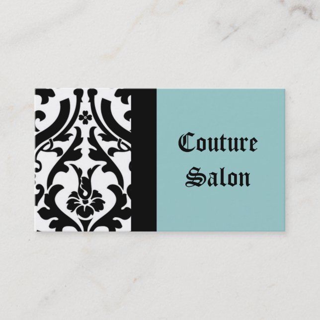 Couture-Salon-Damast-blaue Geschäfts-Karte Visitenkarte (Vorderseite)