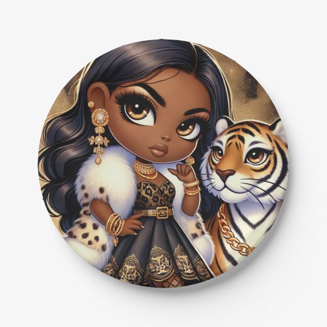 Couture Tiger Pappteller (Vorderseite)