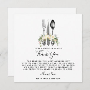 couverts mariage fleuris merci carte de réception