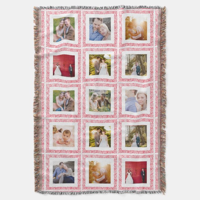Couverture 15 Photo Collage Bordure du Timbre en bois (devant Vertical)