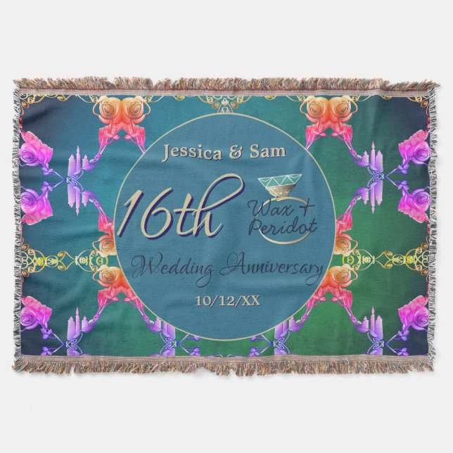 Couverture 16th Anniversary Wax, Statice Flower Throw Blanket (Devant)