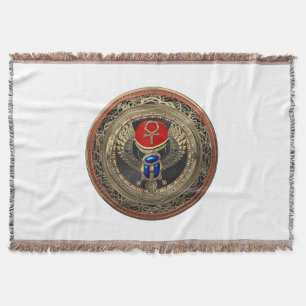 Couverture [500] Scarab en or sacré égyptien ailé avec Ankh