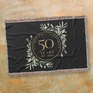 Couverture 50e anniversaire de Mariage Feuille verte d'or noi