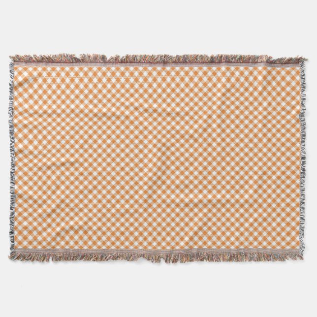 Couverture A checkered pattern throw blanket with orange  (Devant)
