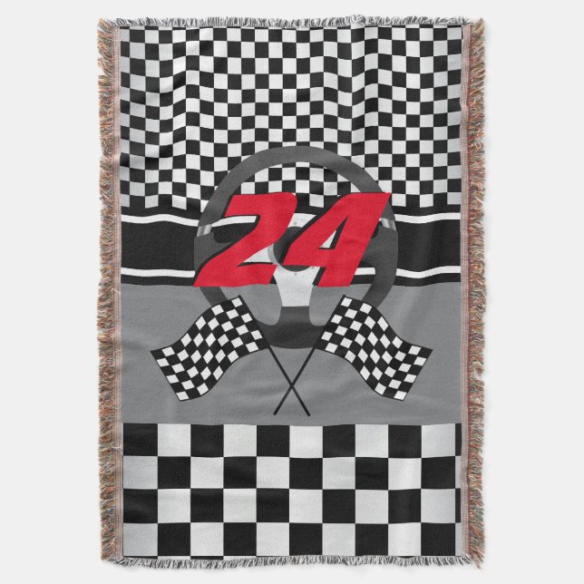 Couverture À damiers noir et blanc 🏎 conception de course (devant Vertical)