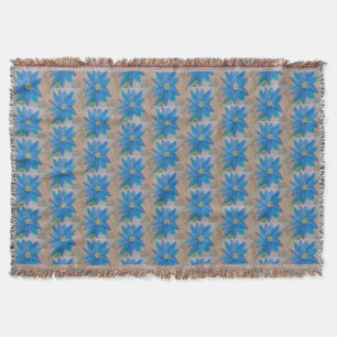 Couverture à lancer de fleurs bleues
