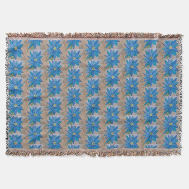 Couverture à lancer de fleurs bleues (Devant)