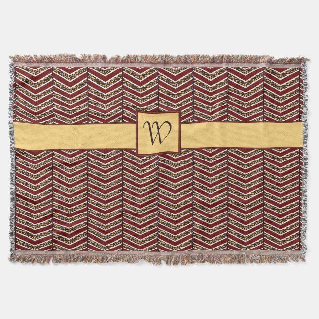 Couverture à motif chevron imprimé léopard (Devant)