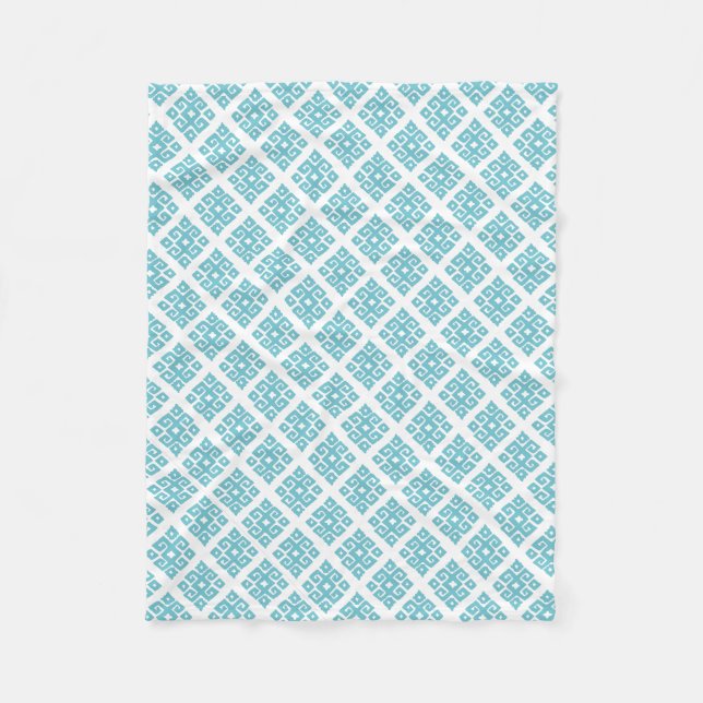 Couverture à motifs géométrique tribal bleu et bla (Devant)