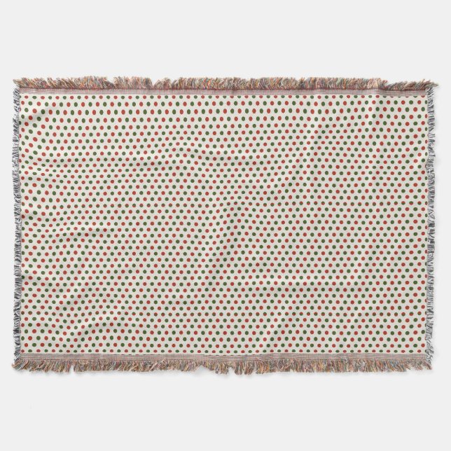 Couverture A woven blanket with a red and green polka dot  (Devant)