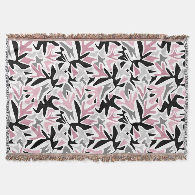 Couverture Abstrait, Noir et Rose, Jeune, Throw Pill moderne (Devant)