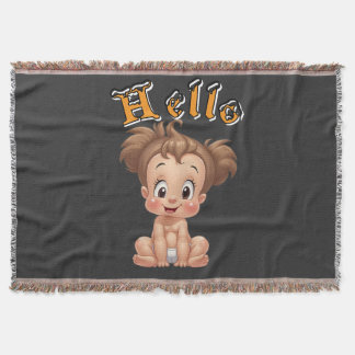 Couverture Adorable Cartoon Baby Sitting Cheerfully with Cute