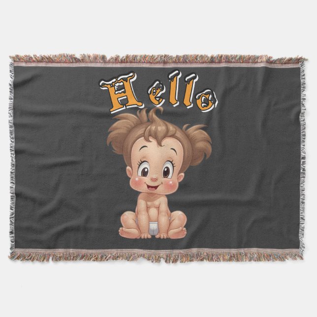 Couverture Adorable Cartoon Baby Sitting Cheerfully with Cute (Devant)