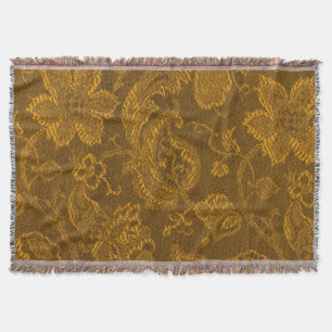 Couverture Afghan floral vintage d'or jaune de moutarde de