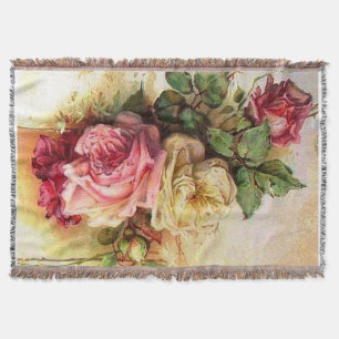 Couverture Afghan rose de bouquet de cru