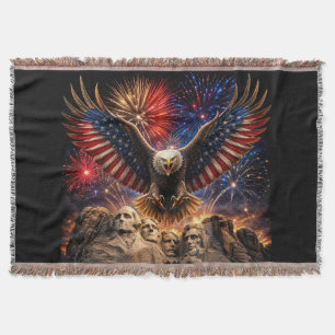 Couverture Aigle chauve patriotique Mont Rushmore Feux d'arti