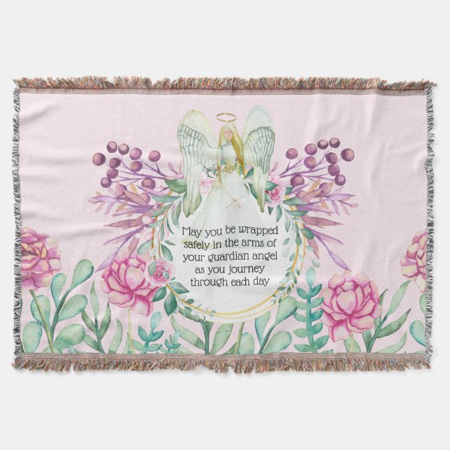 Couverture Ailes d'ange blanc peony rose couronne florale (Devant)