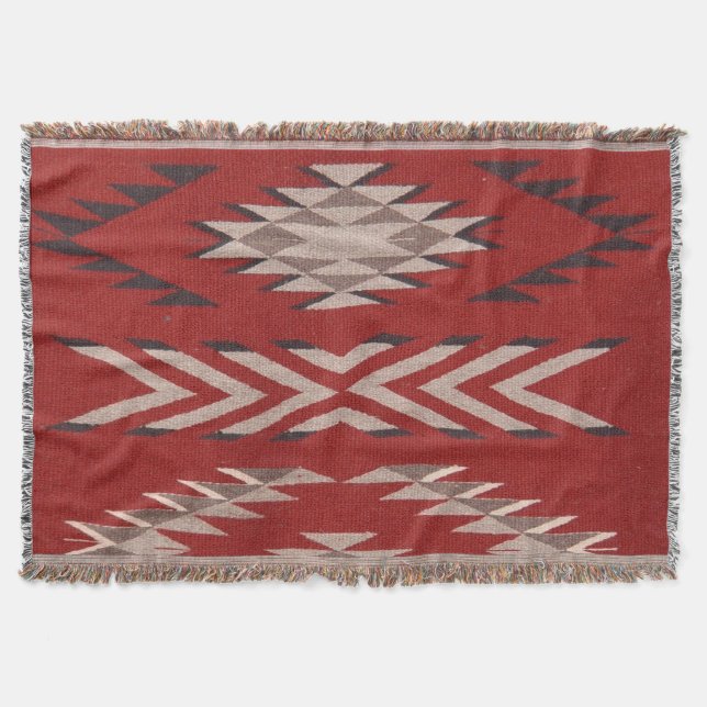 Couverture Amérindien Motif rouge du sud-ouest (Devant)