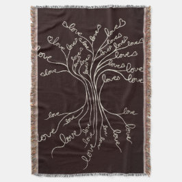 Couverture Amour Arbre de Vie Nature Coeurs Brown Cute Rustiq