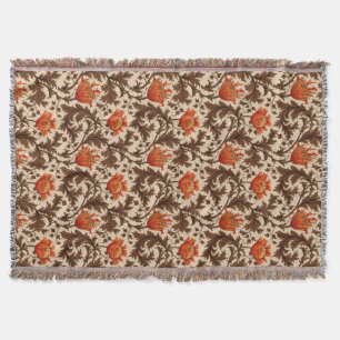 Couverture Anémone William Morris, beige, marron et rouille
