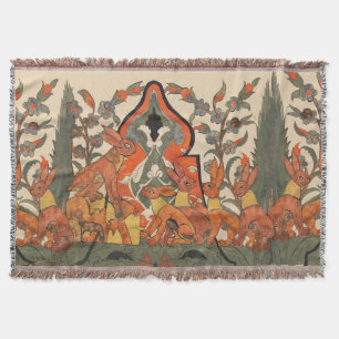 COUVERTURE ANIMAUX FORESTIERS, RABBITS ROUGES PARMI LES FLEUR