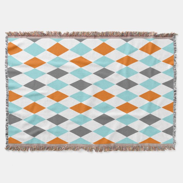 Couverture Aqua Orange Turquoise moderne tendance Arlequin (Devant)