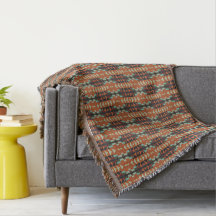 Aqua Turquoise Vert Orange Taupe Beige Tribal Art