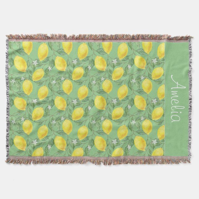 Couverture Aquarelle de citron motif nom de fille mignonne (Devant)