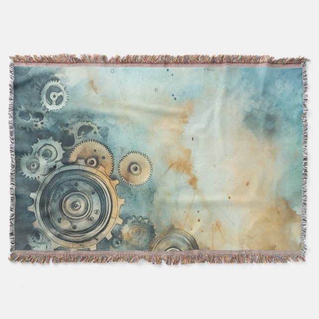 Couverture Aquarelle des engrenages Steampunk - Horloge (Devant)