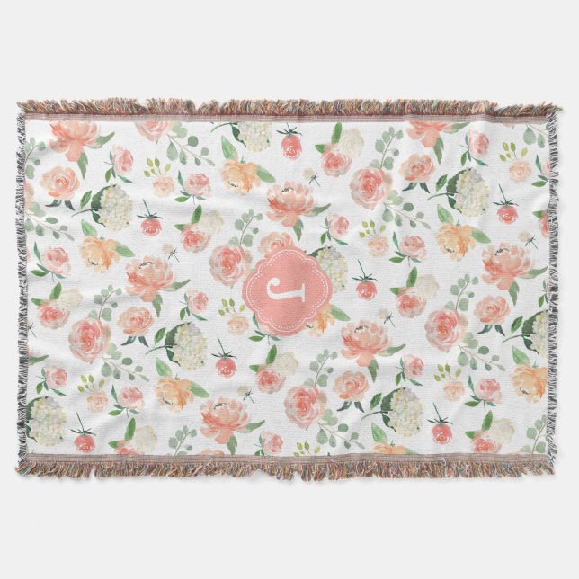 Couverture Aquarelle Floral avec votre Monogramme (Devant)