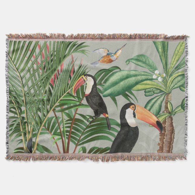 Couverture Aquarelle Forêt tropicale et Oiseaux du Toucan (Devant)