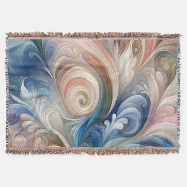 Couverture Aquarelle Imaginaire Floral Pastel Bleu & Crème (Devant)