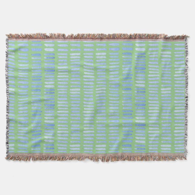 Couverture Aquarelle moderne Bleu stries sur vert (Devant)