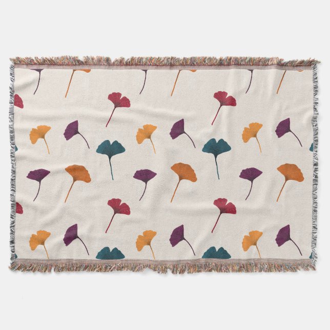Couverture Aquarelle Motif Ginkgo Leaf Automne Couleurs d'aut (Devant)