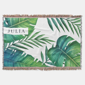 Couverture Aquarelle Personnalisée Feuilles tropicaux