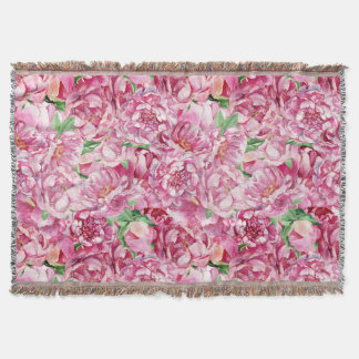 Couverture Aquarelle Pink Peonies