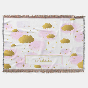 Couverture Aquarelle rose Nuages Gold Stars Sky